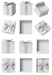 Collection of Gift Boxes with Ribbon Isolated on Transparent Background Photo
