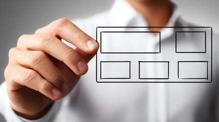 A professional businessman outlining complex strategic business process on whiteboard, meticulously drawing detailed flowchart with diagrams and connections for project management planning.