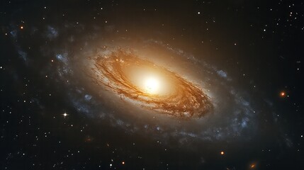 Naklejka premium Dramatic space background featuring a spiral galaxy with a bright center.