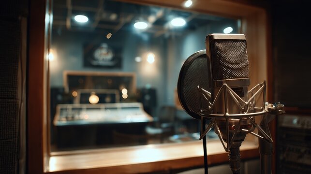 Studio Recording Session Microphone in Booth