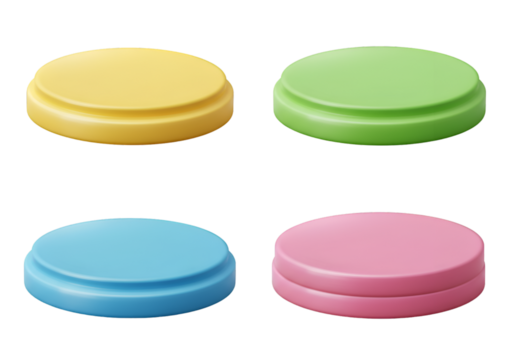 Colorful 3D Rendered Platforms Isolated on Transparent Background - Powered by Adobe