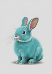 Obraz premium Cute Blue Bunny Illustration on White Background