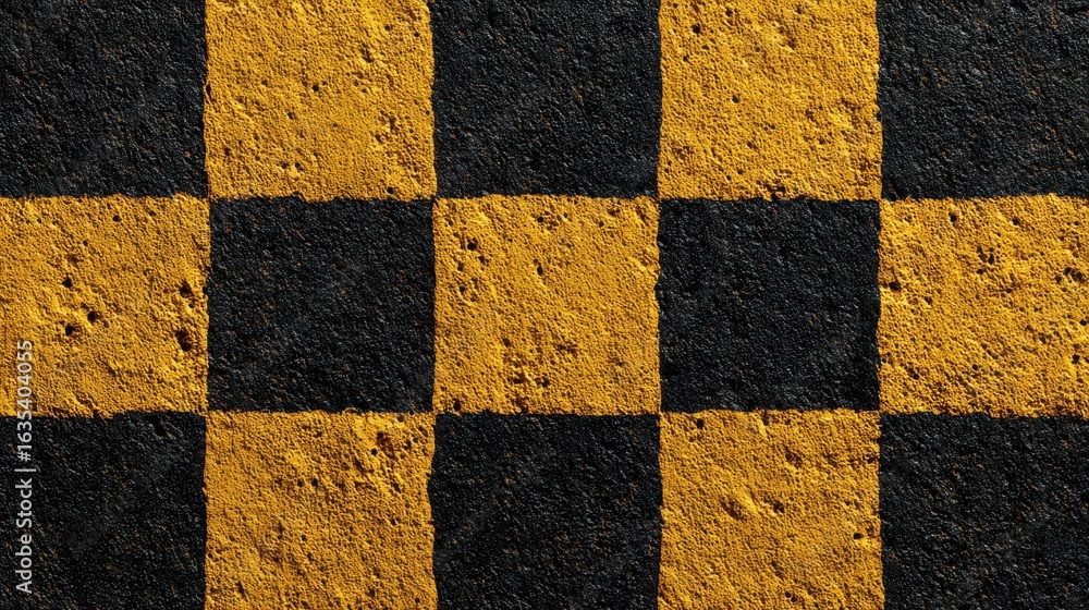 Poster textured surface with contrast of yellow and black squares, creating a visually striking pattern ide