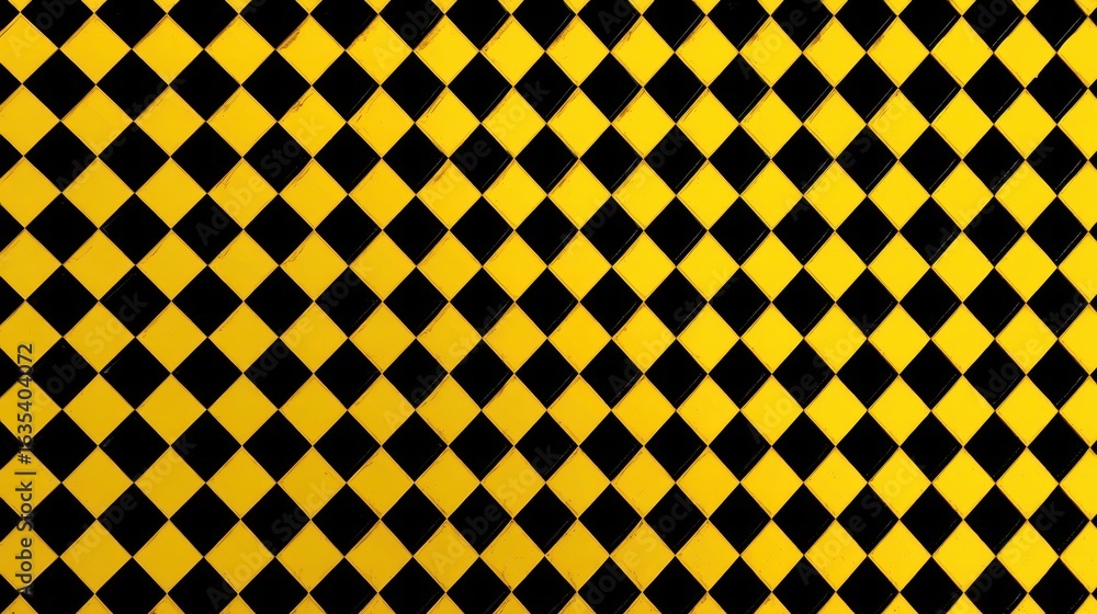 Poster bold yellow and black diamond pattern background with geometric design for creative projects and mod