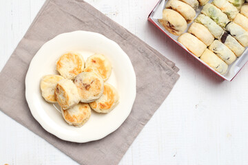 Bakpia pathok or bakpia pathuk. round shaped indonesian sweet rolls. originated from yogyakarta, indonesia.