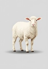 Fototapeta premium Illustration of a Cute Sheep on Gray Background