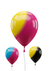 Colorful Balloons Floating Up Isolated on a Transparent Background Illustration