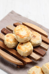 Bakpia pathok or bakpia pathuk. round shaped indonesian sweet rolls. originated from yogyakarta, indonesia.