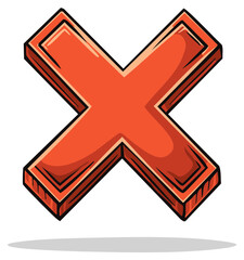 Fototapeta premium Red Cross Illustration Symbolizing Rejection Negative Confirmation Incorrect Cancelled