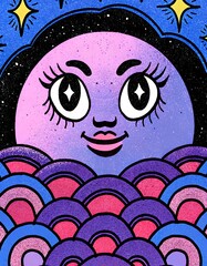 halloween background with moon and cat