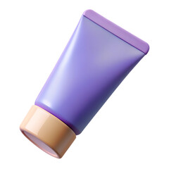 Purple cosmetic tube with beige cap isolated on black background
