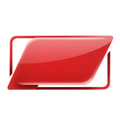Glossy Red Rectangle Shape on Transparent Background Illustration
