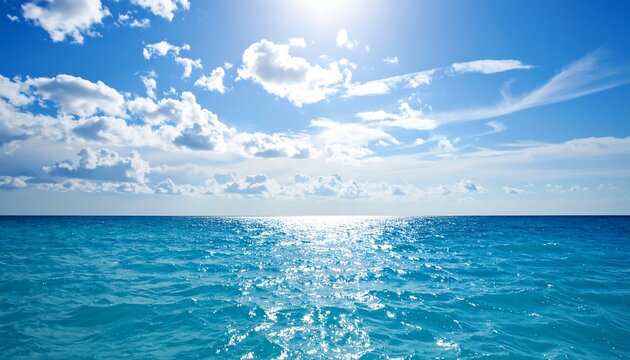 Picturesque seascape featuring turquoise water and a serene blue sky with clouds - Powered by Adobe