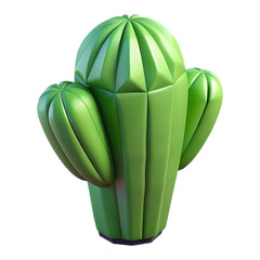 Stylized green cactus with arms against a black background