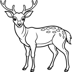 Fototapeta premium Cute deer with antlers and spots coloring page