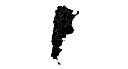 Black map Argentinas provinces detail