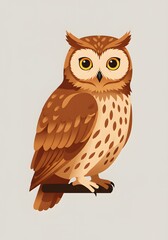 Naklejka premium Stylized Brown Owl Illustration on White Background