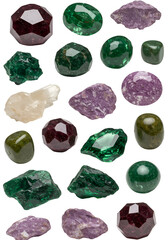Collection Of Various Colorful Gems Isolated On Transparent Background