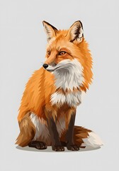 Obraz premium Stylized Red Fox Illustration on Light Gray Background