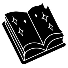 spell book silhouette vector illustration