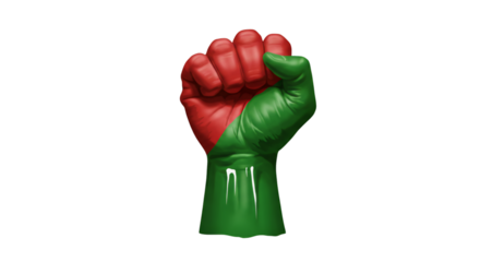 Raised Fist Icon in Red and Green