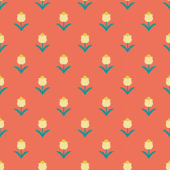 seamless pattern with flower, Flower seamless pattern and wallpaper, floral, cute, blossom, orange background 