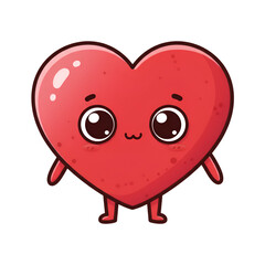 Fototapeta premium Cute Cartoon Heart Character With Happy Expression On Transparent Background