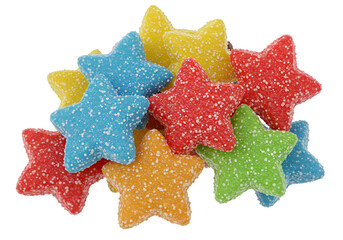 Colorful Star-Shaped Gummy Candies on Transparent Background Photo