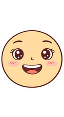 Illustration of a Cute Cheerful Face with a Big Smile on Transparent Background
