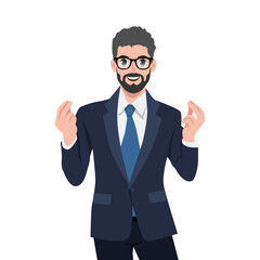 Confident Businessman Making a Money Gesture. Flat Vector character illustration