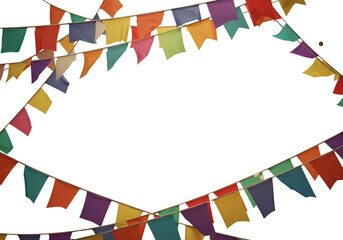 Colorful Triangular Flags Decorate Transparent Background for Festive Party