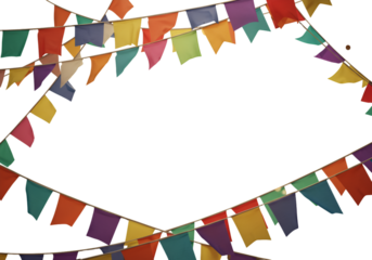 Colorful Triangular Flags Decorate Transparent Background for Festive Party