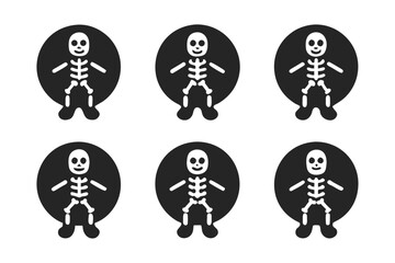 set of skeleton dance icon silhouette vector illustration