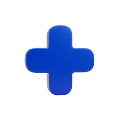 Obraz premium Bright blue rounded cross symbol isolated on transparent background