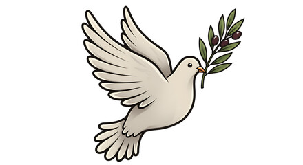 Fototapeta premium White Dove Holding Olive Branch Symbolizing Peace