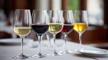 Naklejka premium Wine Tasting Glass Arrangement