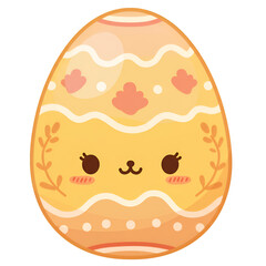 Cute Cartoon Easter Egg Illustration Smiling with Yellow Orange Pink Decor