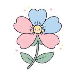 Naklejka premium Cute Pastel Flower Illustration Isolated On Transparent Background
