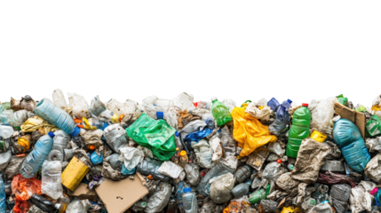 Ocean Pollution Pile: A striking image of a vast pile of plastic waste. revealing the harsh reality of environmental destruction.