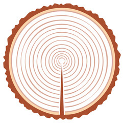 Fototapeta premium Cross section of a tree trunk with annual rings illustration