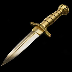 Golden Dagger Isolated on Black Background A Detailed Close Up Photo