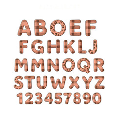 Illustrated Alphabet Letters and Numbers on Black Background