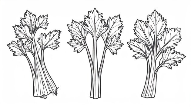 Naklejki Three celery stalks illustration