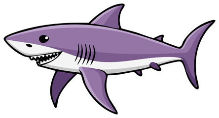 Obraz premium Vibrant Purple Cartoon Shark Illustration Friendly Ocean Creature Design