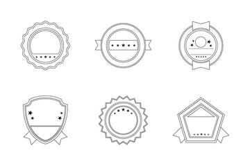 Outline Badge and Award Label Set – Editable Emblem and Certificate Seal Templates