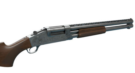 Detailed 3D Realistic Shotgun Illustration on Transparent Background