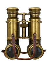 Detailed Brass Binoculars Isolated on Transparent Background
