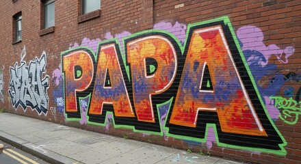 Graffiti Art on Brick Wall Colorful Papa.