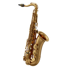 Isolated 3D Render of a Shiny Golden Saxophone on Transparent Background