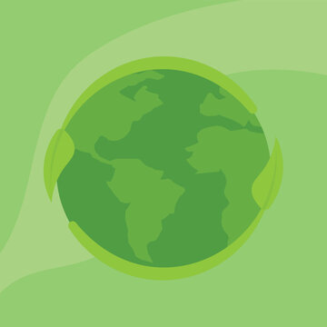 Green earth with leaves is a vector image for sustainability.